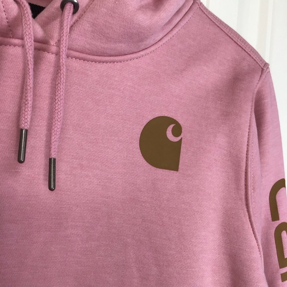 Carhartt Relaxed Fit Midweight Logo Sleeve Hoodie in Foxglove Heather Size XL. - Picture 4 of 9